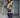 Handmade small leather crossbody bag for women – Olivia model, blue, on woman